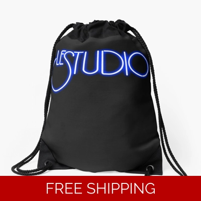 Le Studio Drawstring A Bag Black White & Blue Logo